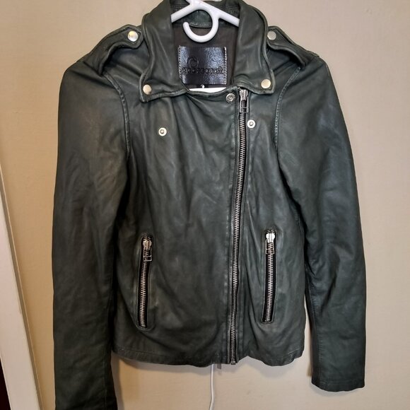 Forest Green Goosecraft Sheep Leather Jacket, Size S - Picture 9 of 9